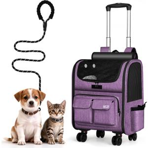 MGB Rolling Cat Carrier with Wheels, Pet Carrier, Purple (Not for Airline)