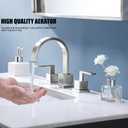 KINGO HOME 3 Hole Widespread Brushed Nickel Bathroom Faucet,Modern Waterfall 8 inch 2 Handle Bathroom Sink Faucet Vanity Bathroom Faucet for Sink 3 Hole with Pop Up Drain and Water Supply Lines