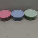 Pyrex Colors (3-Pack, Medium) Tinted Glass Round Food Storage Container Set, Snug Fit Non-Toxic Plastic BPA-Free Lids, Freezer Dishwasher Microwave Safe, 2 Cup, 4 Cup & 7 Cup, Blue