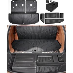 Cargo Liner for 2027 Kia Telluride Hybrid (7 & 8 Passenger), Custom Fit TPE Trunk Mat with Lower Storage Mat, All Weather Waterproof Cargo Tray, 3D Laser Measured, Accessories, Black