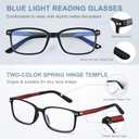 EASY READ 2 Pairs Sporty Style Reading Glasses for Men，Rectangular TR90 Blue Light Blocking Readers with Spring Hinge (Magnification 2.00,Black/Red)