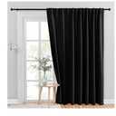 Blackout Sliding Door Curtains, Thermal Insulated Curtains for Sliding Glass Doors, Extra Wide 62 x 42" Long, Back Tab & Rod Pocket Room Divider Drape for Bedroom Privacy, 2 Panel, Black