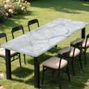 Rectangle Table Cover with Elastic Edge Design Waterproof Stain-Resistant Wipeable Fitted Table Cloth Fits 8 Foot Tables for Picnic, Camping, Outdoor, 96" x 30"