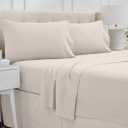 LalaLOOM Queen Bed Sheet Set, Soft Microfiber Hotel Luxury Bedding, Extra Deep Pocket, 4 Piece Sheets and Pillowcase Sets, Breathable Wrinkle, Fade Resistant, Easy Care Machine Washable Linen, Cream