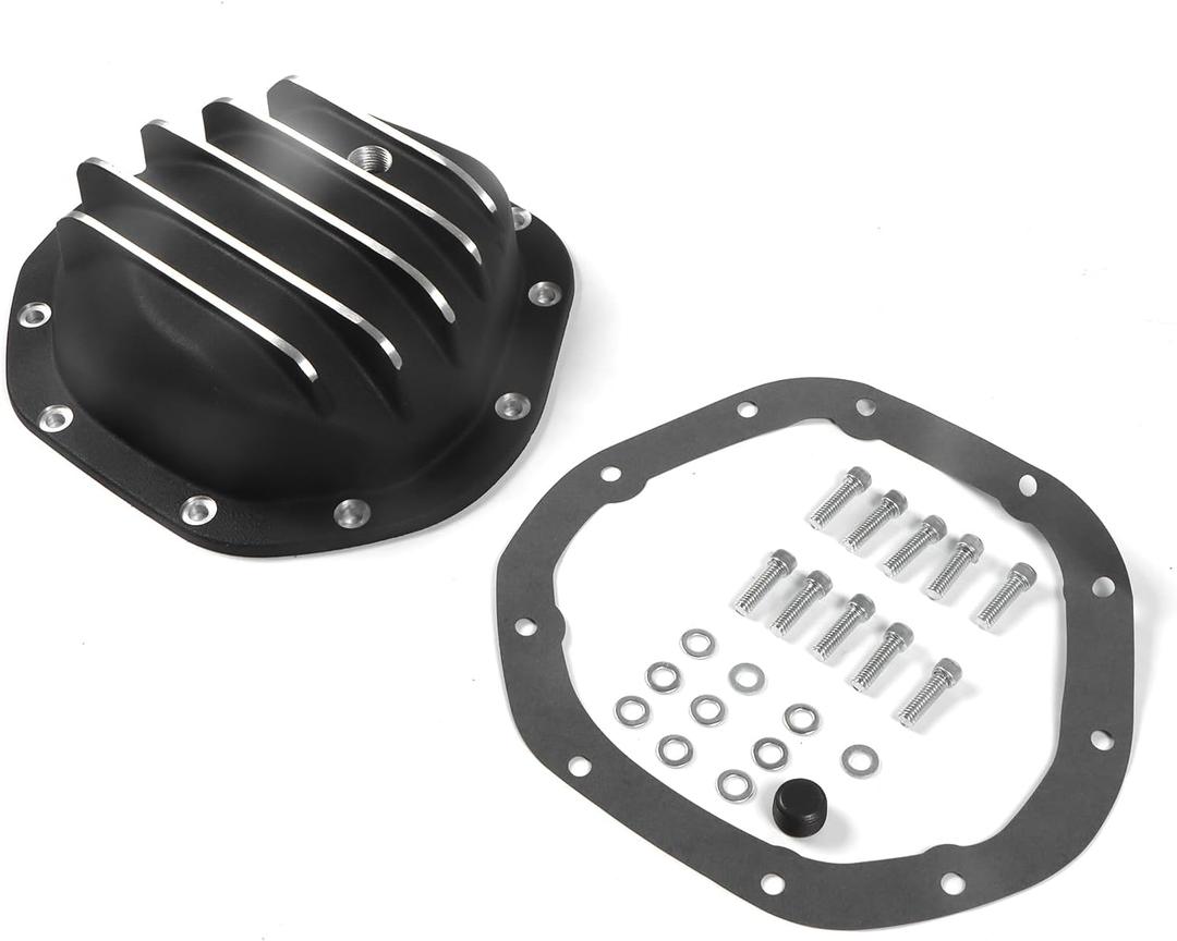 Kessocco 10 Bolt GM Differential Cover Aluminum Dana 44 10 Bolt Differential Cover Kit for Chevy GM Ford Dodge, Black