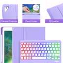 MePadKey Touchpad Keyboard Case for iPad 6th 2018/5th Generation 2017 9.7 inch, 7-Color Backlight Type-C Charging Keyboard with Pencil Holder Cover Fit iPad Air 2/Pro 9.7 (Purple)