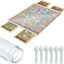 2 Roll Puzzle Board Cover Mat 34x26 Inch with 12 PCS Locking Buckles for 1500 Piece Jigsaw Puzzle Table Puzzle Table Replace Cover (Cover Mat Only)