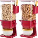 Cereal Dispenser Countertop Red 2 Pack with Creal Bowls Spoons Cutlery Box, Cereal Containers Storage - Not Easy to Crush Food, Dry Food Dispenser For Pantry Candy Snack