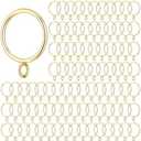 Maitys 100 Pcs Metal Curtain Rings with Eyelet 1.5-inch Inner Diameter Eyelet Curtain Rings for Drapery Clips Hooks for Sliding Window Bathroom Door Shower Rod (Gold)
