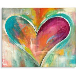 Stupell Industries Abstract Colorful Textural Heart Painting Canvas Wall Art Design By Artist Kami Lerner, 24 x 30, Gallery Wrapped Canvas (30L" x 24W")