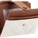 GAEKEAO Small Wallet for Women Bifold Leather RFID Blocking Credit Card Holder Wallets Zipper Pocket Coin Purse with ID Window (BeigeBrown)