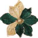 Lotus Hills 10" Large Christmas Poinsettia Flower Picks, 6pcs Glitter Christmas Tree Flower Decorations, Christmas Floral Ornaments, Christmas Tree Wreath Garland DIY DéCor (Green+Gold)