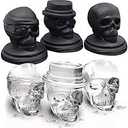 SLGOL Ice Cube Tray 3D Skull Ice Cube Mold, 3 Pack Food-Grade Silicone Skull Mold Easy Release Skull Ice Ball Maker for Chilled Whiskey Cocktails Drinks (Black)