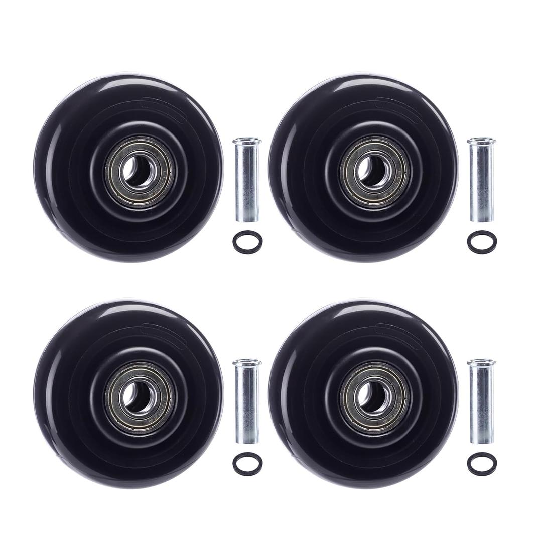 3 Inch Caster Wheels, 4 PCS Heavy Duty PU Board Caster, Black Cart Dolly Wheels Replacement for Platform Trucks up to 264 LBS/ 120 KG with 3/8" Axle
