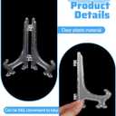 65 Pieces Clear Plastic Photo Display Stand Plate Stands for Display Picture Frame Easel Holder 5in Foldable Plate Picture Holders Desk Name Plates Holder for Weddings, Parties, Home Decoration