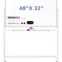 Lumspax Rolling White Board on Wheels, 48" x 32" Large Dry Erase Board with Stand, Big Rolling Whiteboard for Home, Office, School