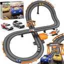 Slot Car Race Track Sets with 1:64 High-Speed Racing Cars, Battery or Electric Car Track, Dual Racing Game Lap Counter Circular Slope Track, Gifts Toys for Boys Kids Age 6 7 8-12