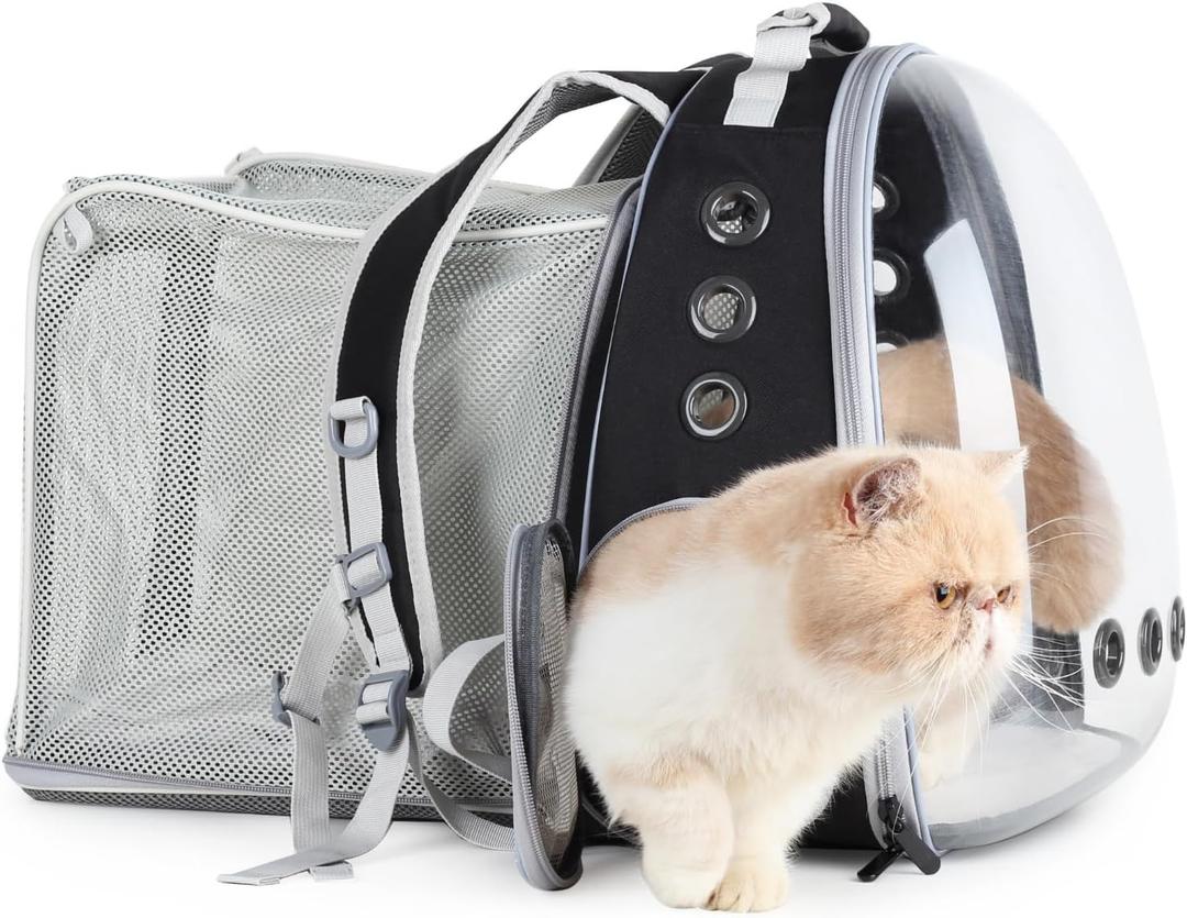 Lollimeow Cat Carrier Backpack, Expandable Bubble Pet Carrier for Cats and Small Dogs, Airline Approved Travel Backpack for Hiking, Walking & Outdoor Adventures - Supports up to 14 lbs