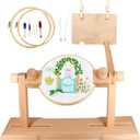 SolidGnik Embroidery Stand, Adjustable Embroidery Hoop Holder, Cross Stitch Stand with Embroidery Kit and 3PCS Embroidery Hoops