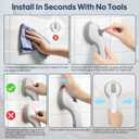 Auroras Strong Suction Cup Grab Bars for Bathtubs and Showers, 2 Pack Removable Heavy Duty Shower Grab Bars for Seniors No Drilling, 16 Inch Non-Slip Shower Handles for Elderly,Children,Injured