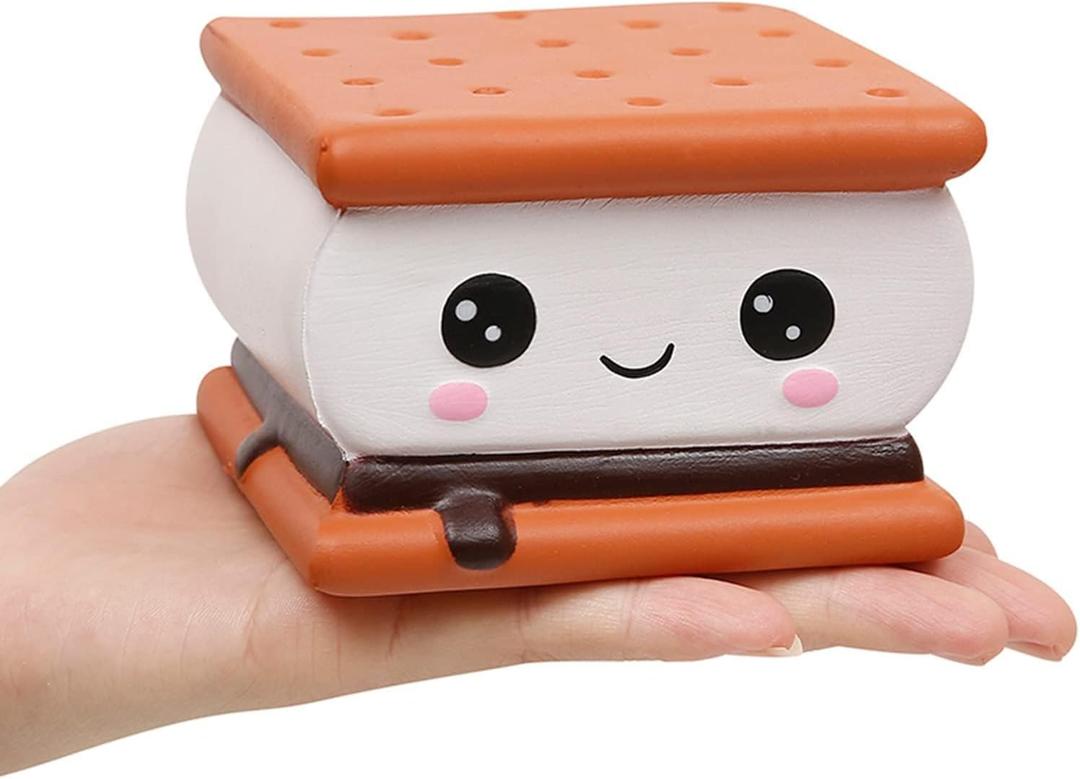 Anboor Squishies Smore Slow Rising Squishy Toy for Kids Soft Cookies Sandwich Scented Stress Relief Realistic Food Cute Squeeze Squish Toy