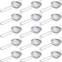 Yungyan 15 Packs Fine Mesh Small Strainer 3.3" Cocktail Strainer Stainless Steel Tea Strainers Mini Sieve Sifter for Juice, Tea Herbs, Coffee Drinks, Long Handle(Silver)