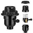 UL Listed E26 Light Socket, Threaded Lamp Socket Replacement with ON/Off Switch Medium Base Lamp Parts with Lamp Shade Ring Ring for Table lamp, Floor lamp, Light Fixture, Black 1-Pack