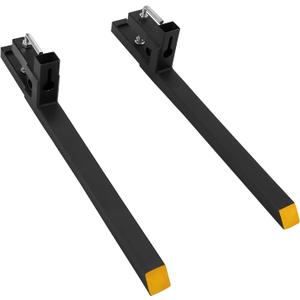 43 in 2500 LBS Clamp on Pallet Forks Heavy Duty Tractor Forks Quick Attach Bucket with no Adjustable Stabilizer Bar Quick Attach Pallet Fork for Bucket Tractor Loader Skid Steer