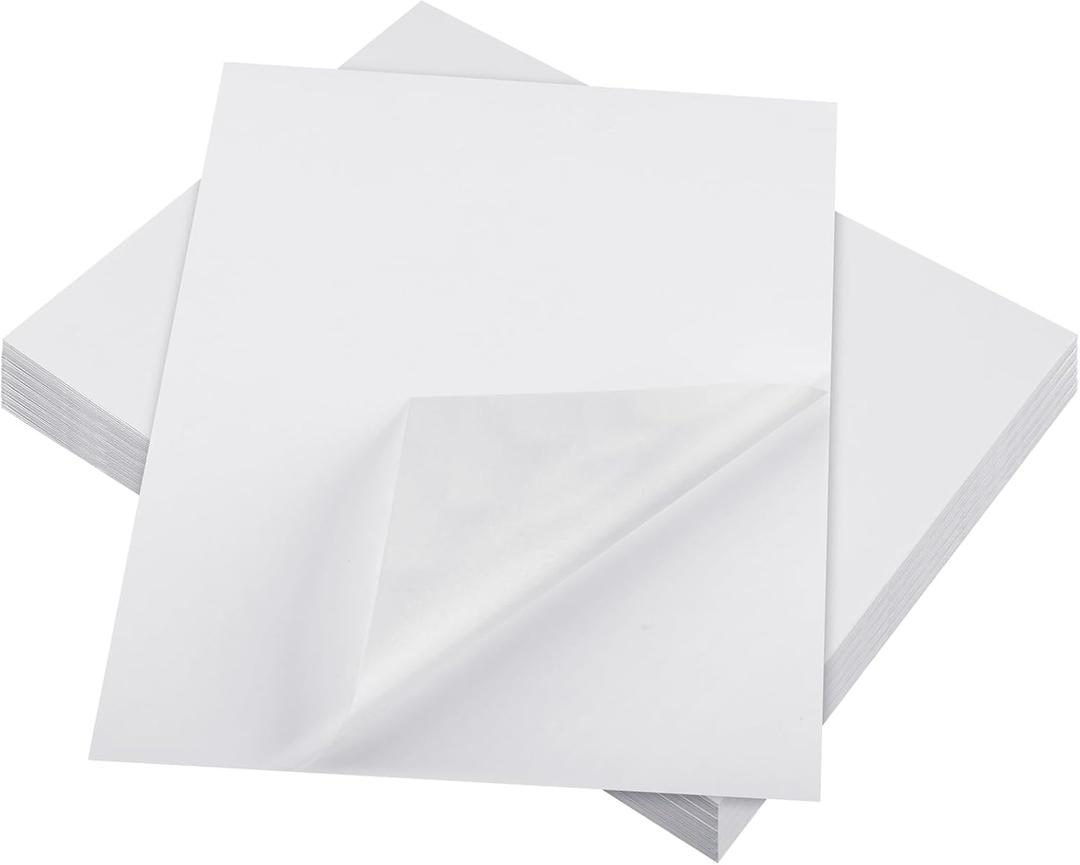 Washi Paper Sticker White Printable Multipurpose Copy Paper Inkjet Printer Compatible Full Sheet Letter Size Labels(30 Pcs,8.5 x 11 Inches)