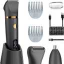 Ball Shaver for Men, 3-in-1 Multifunction Body Hair Trimmer & Pubic Shaver with Titanium Blades (No Nicks!), IPX7 Waterproof Electric Razor, LED Display, Wet/Dry