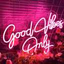 Good Vibes Only Neon Sign, 23.5x15.5 inch Pink LED Neon Light Signs for Wall Decor Neon Lights for Bedroom Birthday Party Bar Pub Club Apartment Home Wall Decor, Good Vibes Neon Sign
