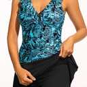 Aqua Eve Women Tankini with Skirt - Tummy Control Swimsuit Two Piece Bathing Suit Ruffle Swimwear Ladies Swim Suit (XL)