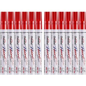 Lesun Red Paint Pens Markers - 12 Pack Waterproof Oil-Based Paint Pen Set Quick Dry Permanent Markers for Metal, Rock Painting, Stone, Ceramic, Wood, Fabric, Plastic, Canvas, Glass, Mugs, Tires