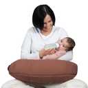 Boppy Nursing Pillow, Cotton Muslin Ergonomic Breastfeeding Support Pillow | Bottle & Breastfeeding Pillow, High Lift & Firm Support, Water-Resistant, Washable Cotton Muslin Cover - Chestnut