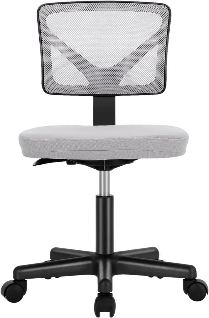 Sweetcrispy Office Desk Chair, Ergonomic Low-Back Mesh Rolling Work Swivel Chairs with Wheels, Armless Comfortable Seat Lumbar Support for Home, Bedroom, Study, Student, Adults,Classic Grey