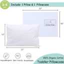 ZPECC Toddler Pillow with Pillowcase - 16x22 Organic Cotton Hypoallergenic Kids Pillow, Baby Essentials for Travel Crib Daycare Stroller (Intended for Age 2 and up) White Stripe