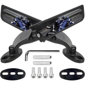 Motorcycle Rear View Mirrors, 360 Rotating Stealth Mirror, Adjustable Side Mirrors, for Honda CBR300R CBR500R CBR600RR CBR1000RR, Kawasaki Ninja 300 400 650, Suzuki GSXR 600 750 1000, Yamaha, Ducati (Standard)