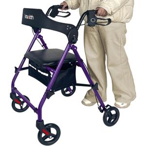 Retaoldth Rollator Walkers for Seniors with Seat, Foldable & One-Hand Carry, Upgraded Rolling Walker with Seat for Seniors, Handle Height Adjustable Walker for Seniors, Walking & Seated, Purple