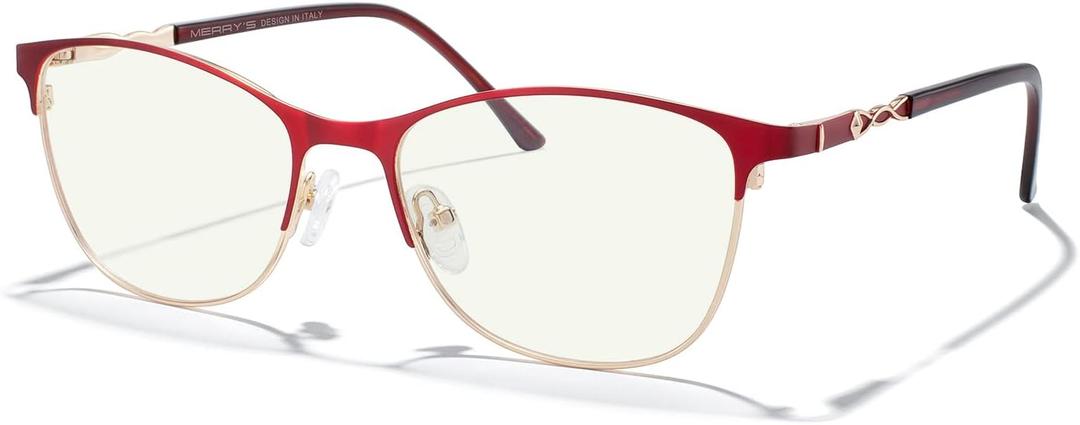 MERRY'S Women Reading Glasses Blue Light Blocking Glasses for Women Computer Reading Glasses (Red-52mm)