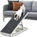 Adjustable Dog Ramp Bed for Small Medium Pets Folding Collapsible Cat Ramps with Non Slip Carpet Portable Indoor Puppy Ramp for Sofa,Chair