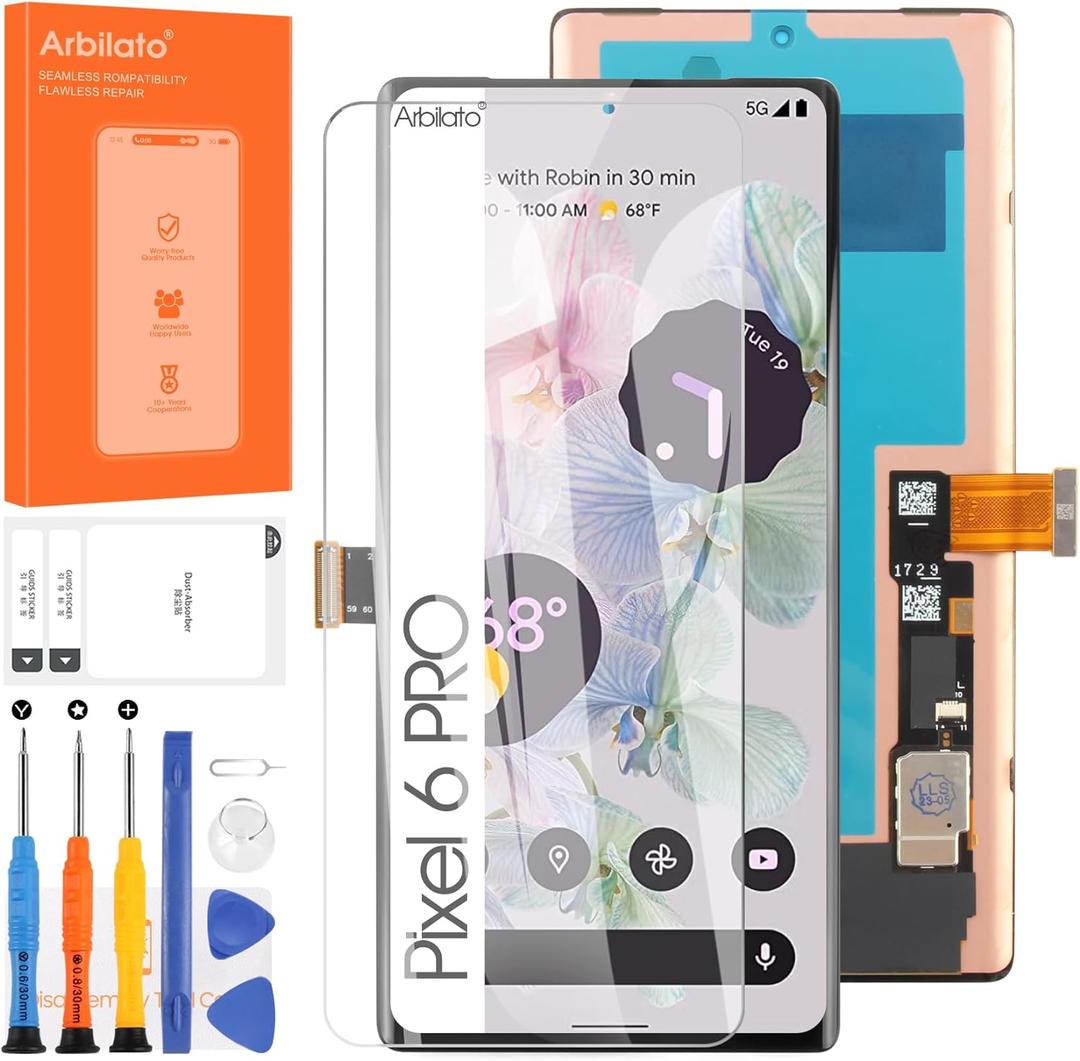 Screen for Google Pixel 6 Pro Screen Replacement for Pixel 6 Pro LCD Screen G8VOU,GLUOG Touch Display Digitizer Assembly Repair PartsBlack with Fingerprint Function