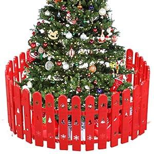 Christmas Fence Decoration, 24 Red Plastic Pieces for Tree Gate, Miniature Home Garden Fence Edge, Picket Garden Border, Home Picket Decoration