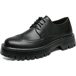 Men's Leather Brogue Lace Up Dress Platform Oxford Shoes Comfort Breathable Non Slip Lug Sole Derby Shoes Casual Business Work Oxfords, 44