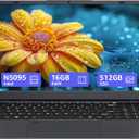 15.6-inch, 16GB RAM, 512GB SSD, FHD IPS Display Laptop Computer, N5095 Quad Core, 2.4/5G WiFi, BT4.2 Backlit and Fingerprint, Lightweight and Portable (Gray)