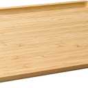 Bamboo Serving Tray Rectangle Platter Breakfast Dinner Food Bed Tray for Eating Kitchen Restaurants (1, 14.2" x 9.5" x 0.8" (no Handle))