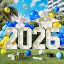 2026 Light Up Numbers Marquee 3FT for Graduation Decorations with Graduation Cap, White Big Mosaic Number with Lights 2026 Cardboard Pre-Cut Frame for Class of 2026 High School College Grad Party