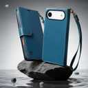 3 x FLIPALM Wallet Case for iPhone 17 Series with Wrist Strap - PU Leather Folio Flip with Credit Card Holder & Kickstand, Protective Cover (Blue, for iPhone 17 Air)