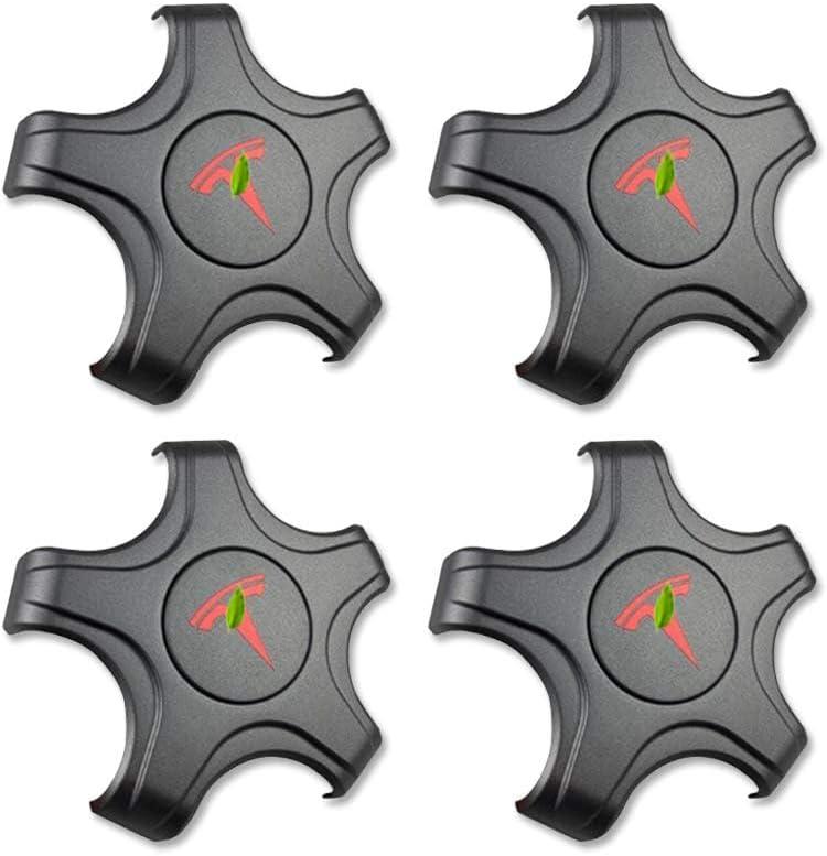 Center Caps Hubcaps Cover Aero Wheels for 18-inch Original Standard Rims Compatible with Model 3 (NOT Compatible with Model 3 Highland) (Deep Gray with Red)