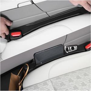 2 x 2PCS Car Seat Gap Filler Organizer,3 in 1 Car Seat Side Gap Filler with Hook for Avoiding Dropped Items,Universal No Drop Seats Guard for Filling Gaps 1.37-1.49 Inch Wide (Black)