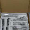 49-Piece Hammered Silverware Set with Organizer, Food-Grade Stainless Steel Flatware for 8, Cutlery Utensil Sets with Steak Knives, Rust-proof, Mirror Polished, Dishwasher Safe, Round Hammered